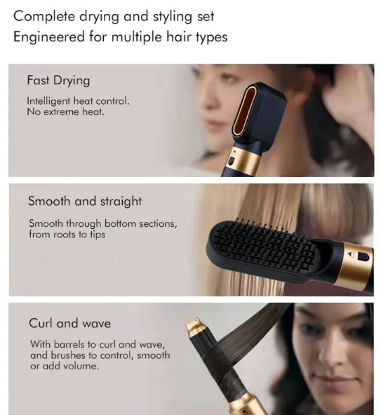 5-in-1 Hair Styler & Curling Iron – Curl, Straighten & Volumize in Minutes